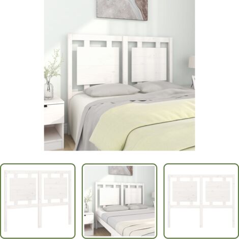 Madera de pino -  Cabecero de cama madera maciza de pino blanco 125,5x4x100 cm