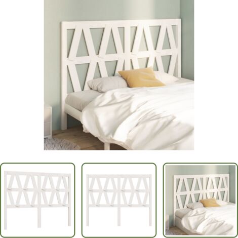 Madera de pino -  Cabecero de cama madera maciza de pino blanco 126x4x100 cm