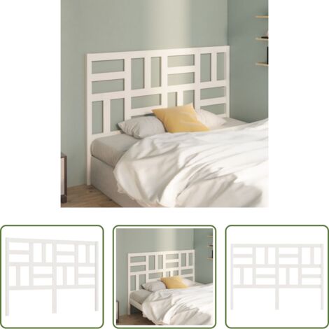 Madera de pino -  Cabecero de cama madera maciza de pino blanco 126x4x104 cm