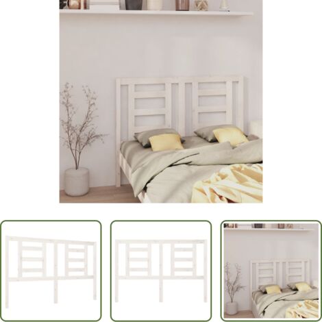 Madera de pino -  Cabecero de cama madera maciza de pino blanco 146x4x100 cm