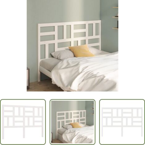 Madera de pino -  Cabecero de cama madera maciza de pino blanco 146x4x104 cm