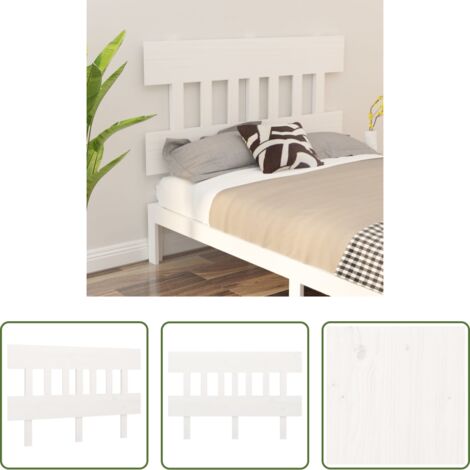 Madera de pino -  Cabecero de cama madera maciza de pino blanco 163,5x3x81 cm