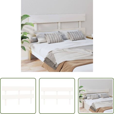 Madera de pino -  Cabecero de cama madera maciza de pino blanco 164x3x81 cm