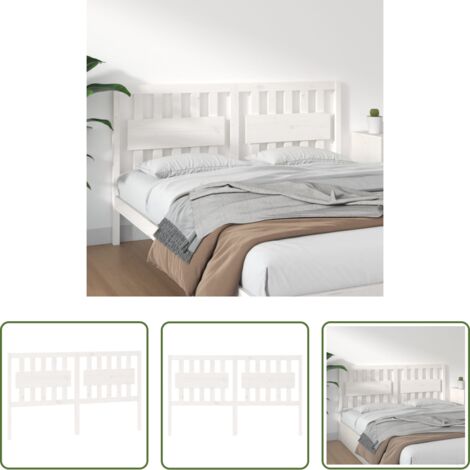 Madera de pino -  Cabecero de cama madera maciza de pino blanco 165,5x4x100 cm