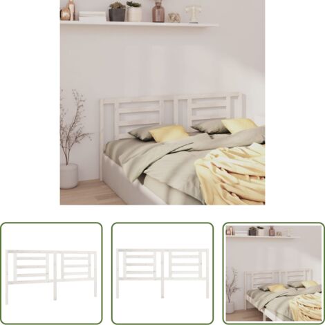 Madera de pino -  Cabecero de cama madera maciza de pino blanco 186x4x100 cm