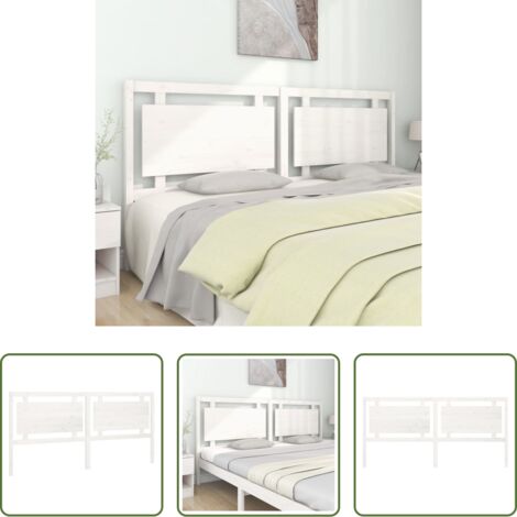 Madera de pino -  Cabecero de cama madera maciza de pino blanco 205,5x4x100 cm