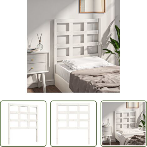 Madera de pino -  Cabecero de cama madera maciza de pino blanco 80,5x4x100 cm