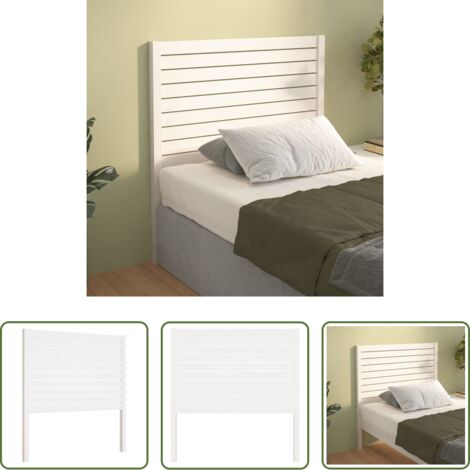 Madera de pino -  Cabecero de cama madera maciza de pino blanco 81x4x100 cm