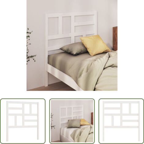 Madera de pino -  Cabecero de cama madera maciza de pino blanco 81x4x104 cm