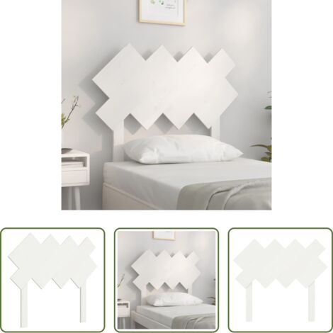 Madera de pino -  Cabecero de cama madera maciza de pino blanco 92x3x81 cm
