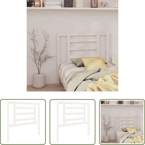 Madera de pino -  Cabecero de cama madera maciza de pino blanco 96x4x100 cm
