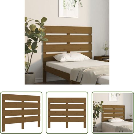 Madera de pino -  Cabecero madera maciza de pino marrón miel 100x3x80 cm