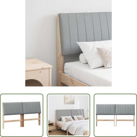 Madera de pino -  Cabecero tapizado Gris Claro 160 cm Madera de pino macizo