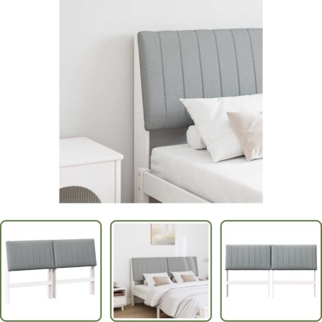 Madera de pino -  Cabecero tapizado Gris Claro 160 cm Madera de pino macizo