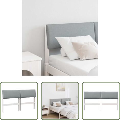 Madera de pino -  Cabecero tapizado Gris Claro 160 cm Madera de pino macizo
