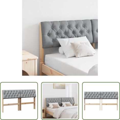 Madera de pino -  Cabecero tapizado Gris Claro 160 cm Madera de pino macizo