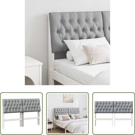 Madera de pino -  Cabecero tapizado Gris Claro 160 cm Madera de pino macizo