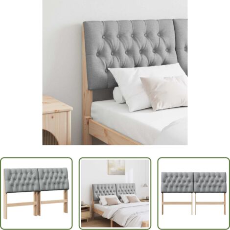 Madera de pino -  Cabecero tapizado Gris Claro 160 cm Madera de pino macizo