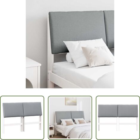 Madera de pino -  Cabecero tapizado Gris Claro 160 cm Madera de pino macizo
