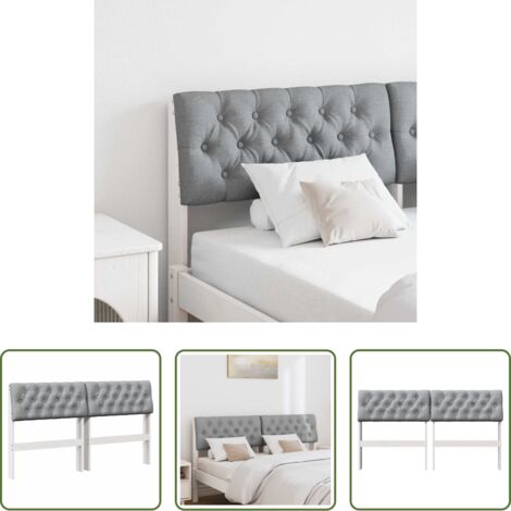 Madera de pino -  Cabecero tapizado Gris Claro 160 cm Madera de pino macizo