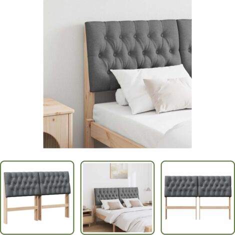 Madera de pino -  Cabecero tapizado Gris oscuro 160 cm Madera de pino macizo