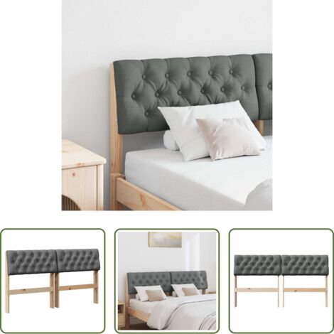 Madera de pino -  Cabecero tapizado Gris oscuro 160 cm Madera de pino macizo