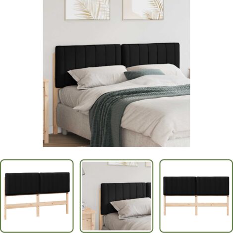 Madera de pino -  Cabecero tapizado Marrón y Negro 150 cm Madera de pino macizo