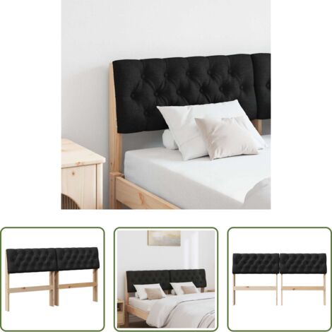 Madera de pino -  Cabecero tapizado Negro 135 cm Madera de pino macizo