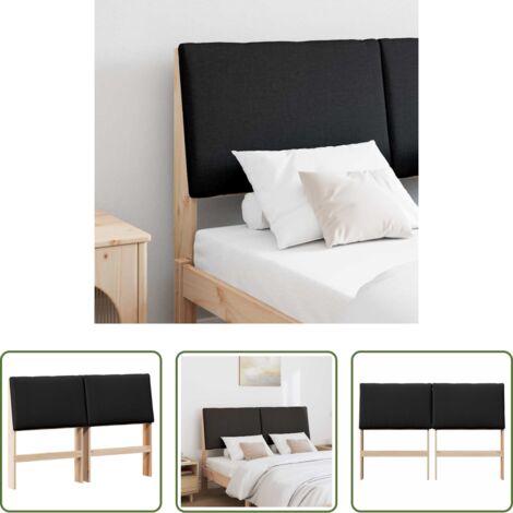 Madera de pino -  Cabecero tapizado Negro 140 cm Madera de pino macizo