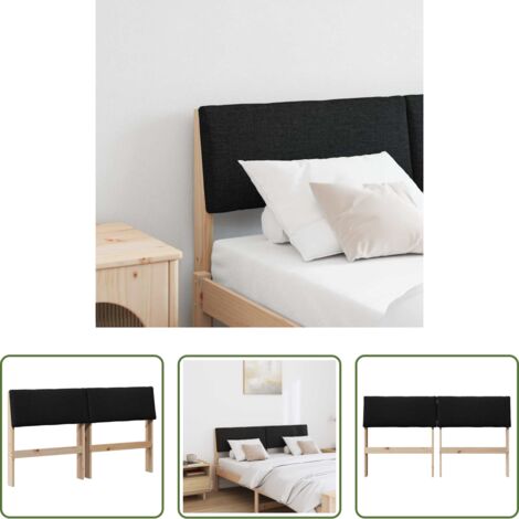 Madera de pino -  Cabecero tapizado Negro 140 cm Madera de pino macizo