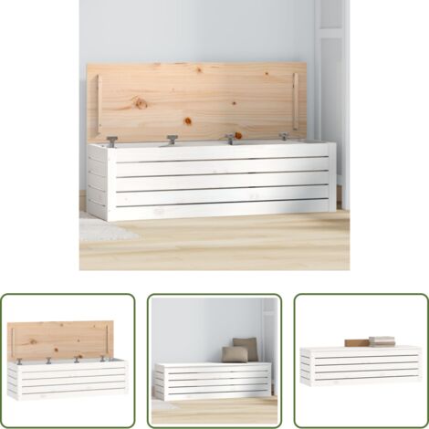 Madera de pino -  Caja de almacenaje madera maciza de pino blanco 109x36,5x33 cm