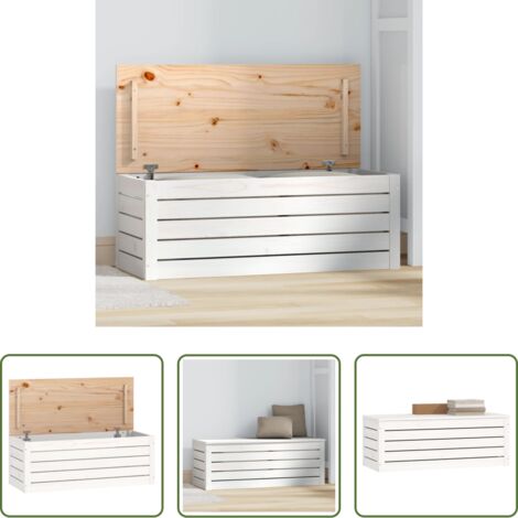 Madera de pino -  Caja de almacenaje madera maciza de pino blanco 89x36,5x33 cm