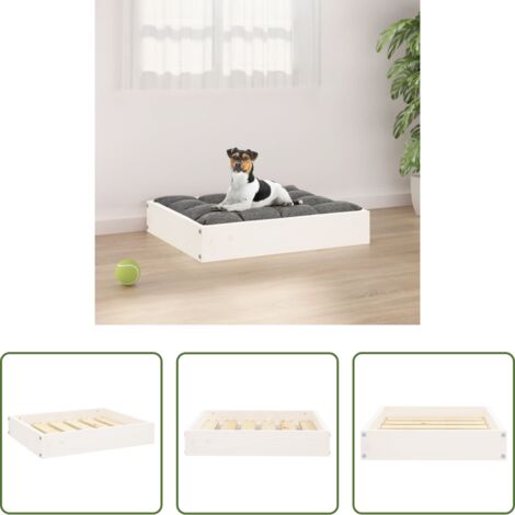Madera de pino -  Cama para perros madera maciza de pino blanco 51,5x44x9 cm
