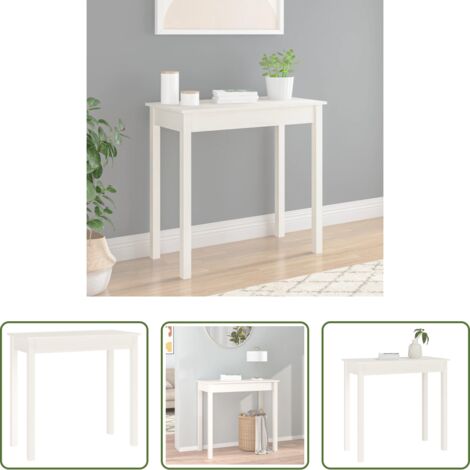Madera de pino -  Mesa consola de madera maciza de pino blanco 80x40x75 cm