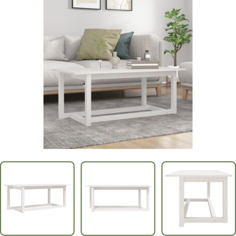 Madera de pino -  Mesa de centro de madera maciza de pino blanco 110x55x45 cm