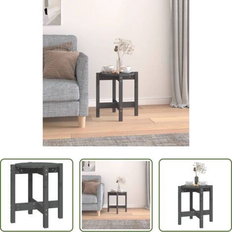 Madera de pino - Mesa de centro de madera maciza de pino gris Ø42,5x45 cm