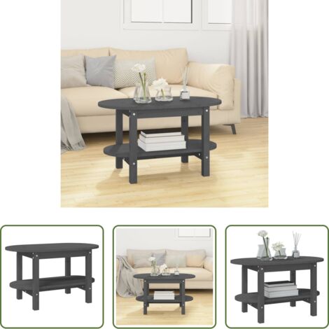 Madera de pino -  Mesa de centro de madera maciza de pino gris 80x45x45 cm