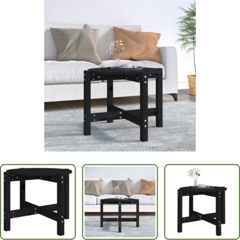Madera de pino -  Mesa de centro de madera maciza de pino negro 62,5x45 cm