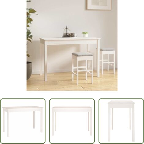 Madera de pino -  Mesa de comedor madera maciza de pino blanca 110x55x75 cm