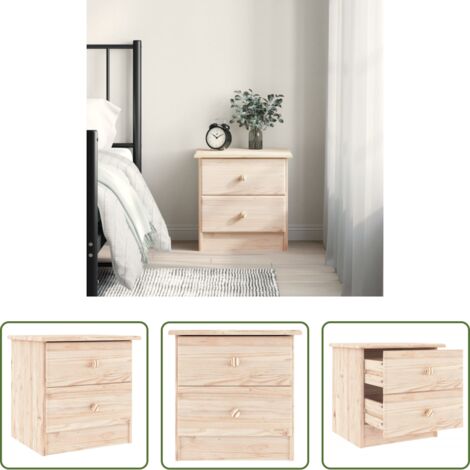 Madera de pino -  Mesita de noche ALTA madera maciza de pino 41x35x41 cm