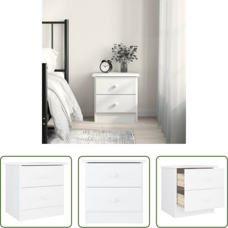 Madera de pino -  Mesita de noche ALTA madera maciza de pino blanco 41x35x41 cm