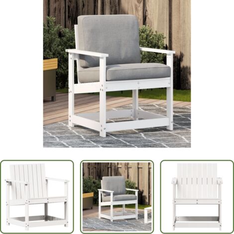 Madera de pino -  Silla de jardín madera maciza de pino blanco 62x56x77 cm