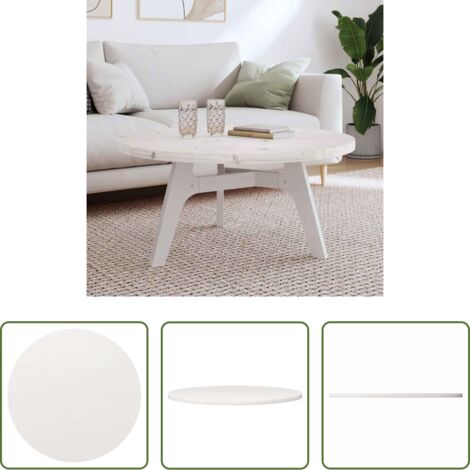 Madera de pino -  Tablero de mesa redondo madera maciza de pino blanco Ø90x3 cm