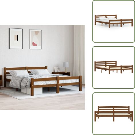 Madera de pino - vidaXL Estructura cama sin colchón madera pino marrón miel 160x200 cm - Cama moderna