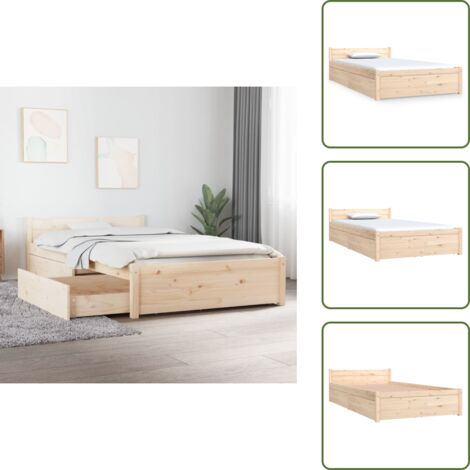Madera de pino - vidaXL Estructura de cama con cajones 90x200 cm - Cama de madera