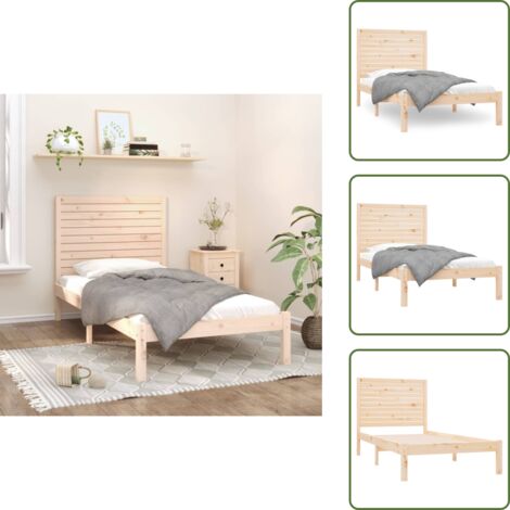 Madera de pino - vidaXL Estructura de cama madera maciza de pino 90x200 cm - Cama de pino