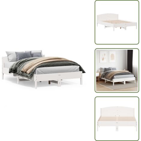 Madera de pino - vidaXL Estructura de cama sin colchón madera de pino blanca 120x200 cm - Cama de pino
