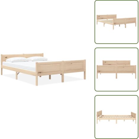 Madera de pino - vidaXL Estructura de cama sin colchón madera maciza de pino 120x200 cm - Cama moderna