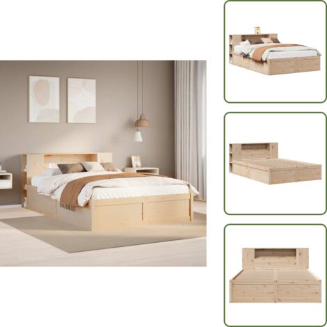 Madera de pino - vidaXL Estructura de cama sin colchón madera maciza de pino 135x190 cm - Colchón