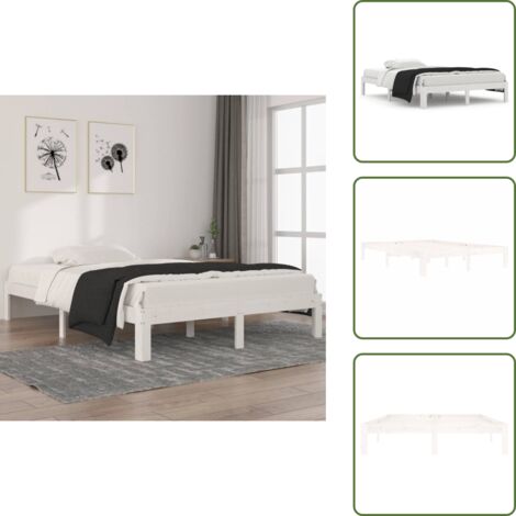 Madera de pino - vidaXL Estructura de cama sin colchón madera pino blanco 140x200 cm - Cama de madera blanca